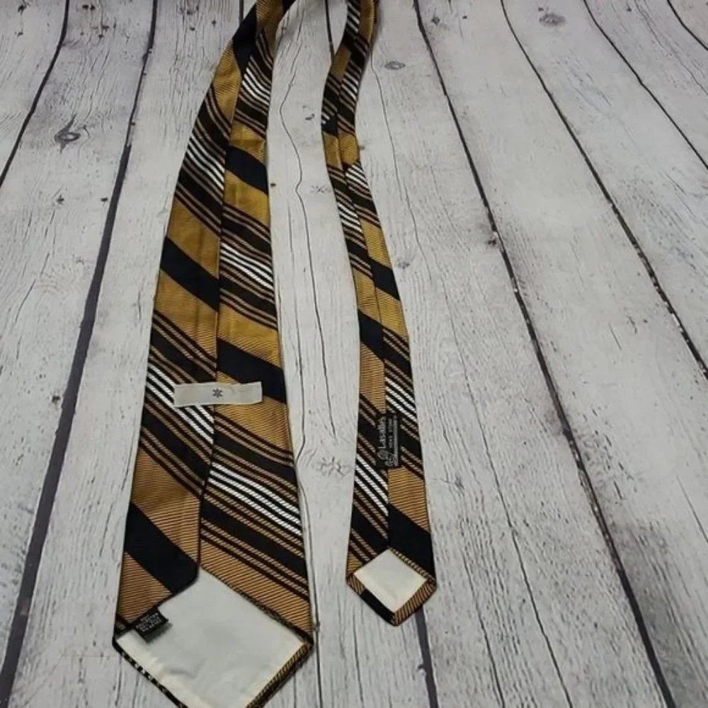 Vintage 60's 70's Gold Black Striped Neck Tie